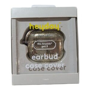 F9. Heyday Silicone‎ Earbud Case W/ Clip For AirPods 3rd Gen - Gold Geo Lines